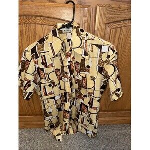 Vtg 60s 70s Disco Shirt Leisure Polyester Geometric Mad Men MCM Club Mens Lg